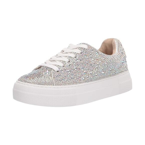 Betsey Johnson Sidny Lace-Up Rhinestone Platform Sneakers 11M - Picture 1 of 7